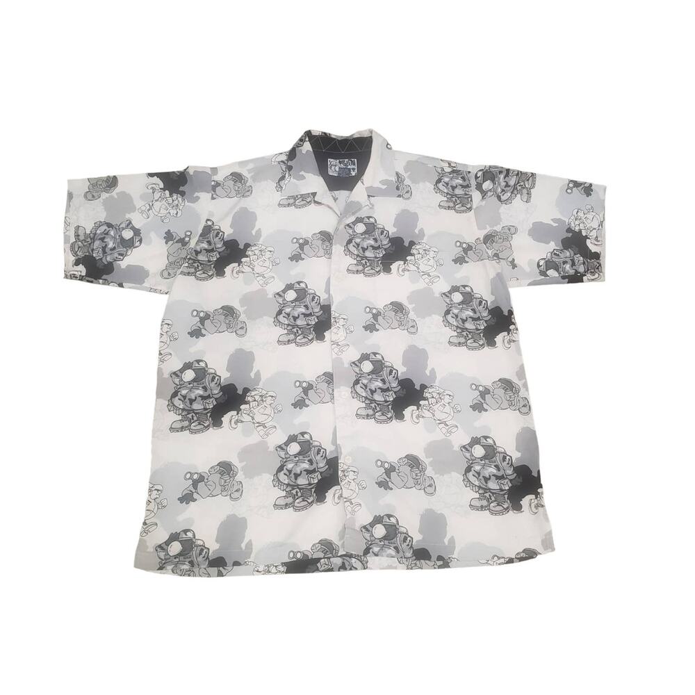 Raw Blue Military Men Button Up Collared Short Sleeved Shirt | Size Extra Large